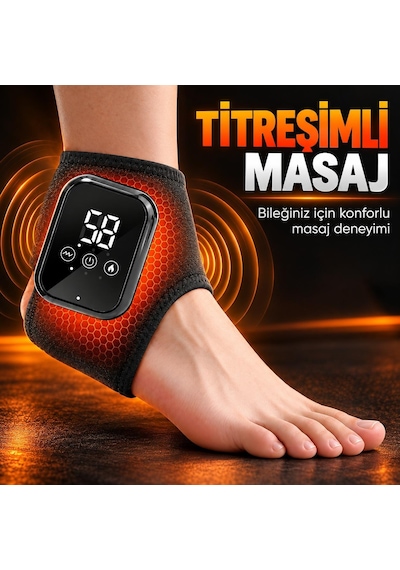 Valkyrie Isıtmalı Titreşimli Ayak Bileği Masaj Aleti Şarjlı 3 Isı 3 Titreşim Modlu Dijital Siyah