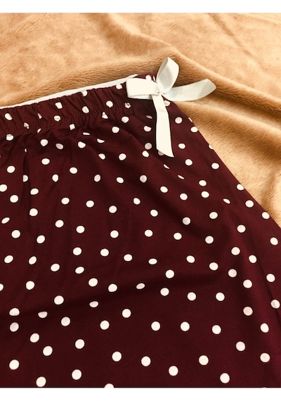 Puantiyeli Cepsiz Viskon Yazlık Kadın Pijama Altı Mor