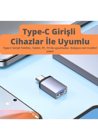 Polham Jazos Type-c To Usb 3.1 Otg Dönüştürücü Adaptör, 10 Gbps Veri Aktarım, Mini Usb Çevirici