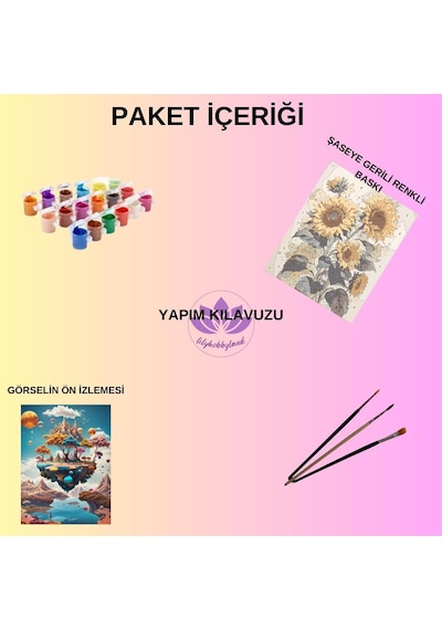 Renkli Baskılı Sayılarla Boyama Hobi Seti Çerçeveli 40x50 Cm: Gelincik Çok Renkli
