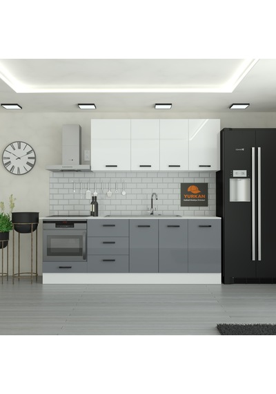 235 Cm Mutfak Dolabı Mdf Kapak Tezgah Dahil Yrkn235 98 Gri 235 Cm Mutfak Dolabı Mdf Kapak Tezgah Dahil Yrkn235 98 Gri