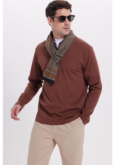 Tudors Erkek Relax Fit Rahat Kesim %100 Pamuk Yarım Fermuarlı Polo Yaka İnterlok Kahverengi Sweatshirt-42171 Kahverengi Tudors Erkek Relax Fit Rahat Kesim %100 Pamuk Yarım Fermuarlı Polo Yaka İnterlok Kahverengi Sweatshirt-42171 Kahverengi
