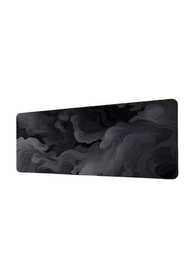 Koyu Gri Soyut Duman Dalgaları 40x90 Cm Oyuncu Mousepad Kaymaz Taban Büyük Boy Mousepad