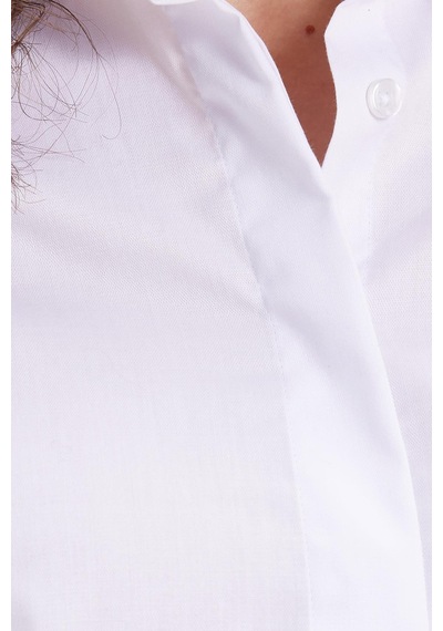 Tudors Kadın Slim Fit Non-ıron Pamuklu Vücuda Oturan Ütü Gerektirmez Pensli Beyaz Gömlek-42046 Beyaz