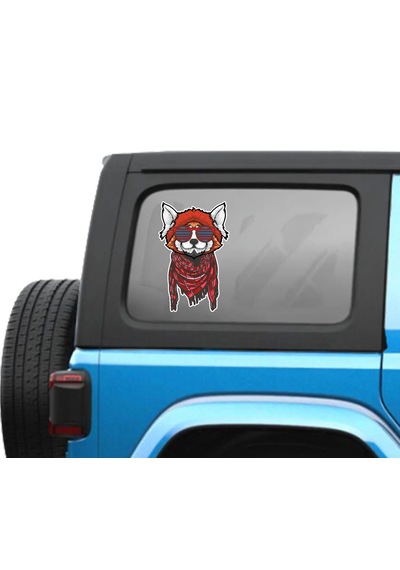 Gözlüklü Kedi Sticker - Araba Oto Motosiklet Karavan Cam Araç Sticker - 00296 15x9 Cm