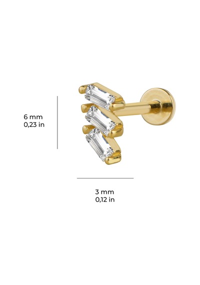Goldkupe Sıra Baget Taşlı Altın Piercing-6460