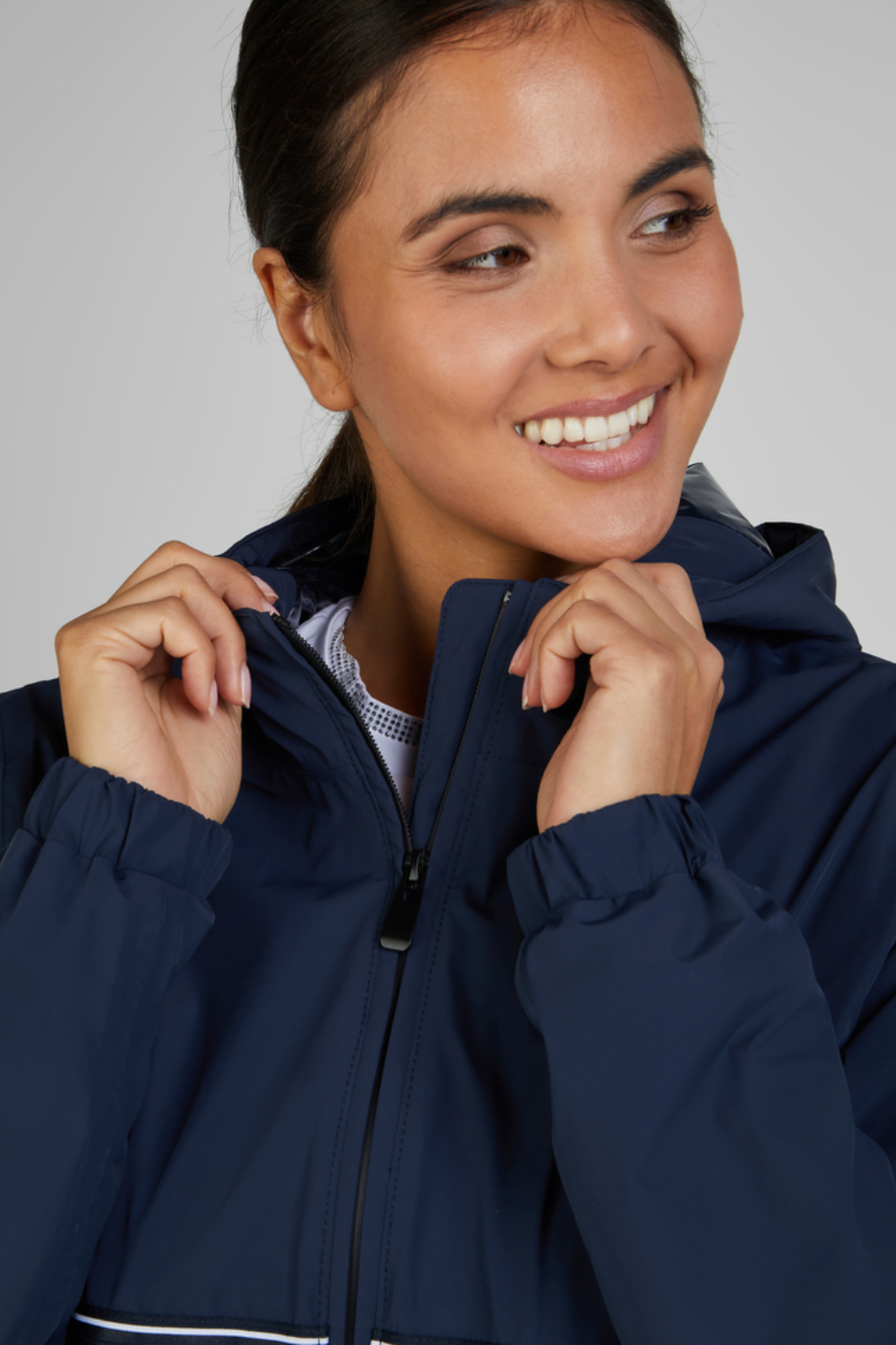Pikeur Rainjacket 7018 Kapüşonlu Su Geçirmez Kadın Yağmurluk Lacivert
