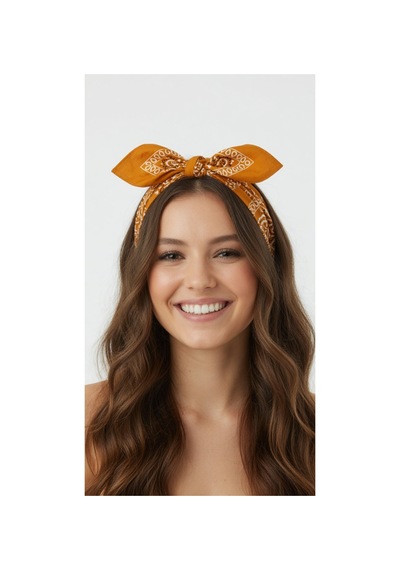 Mollycrush Unisex Turuncu Şal Desenli Bandana Günlük Saç Aksesuarı, Boyunluk Ve Outdoor Fular Turuncu