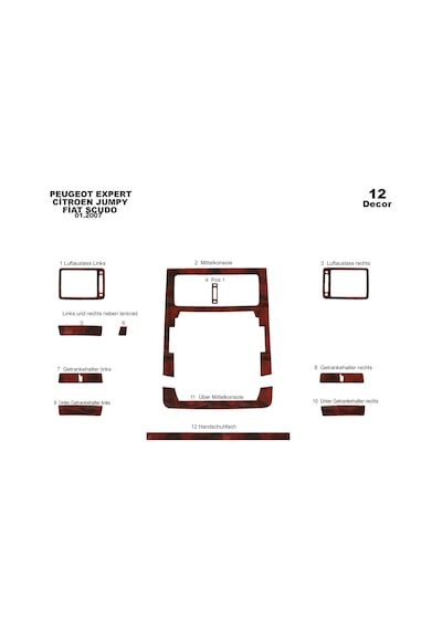 Peugeot Expert Scudo Jumpy Torpido Kaplama 2007 12 Parça Maun