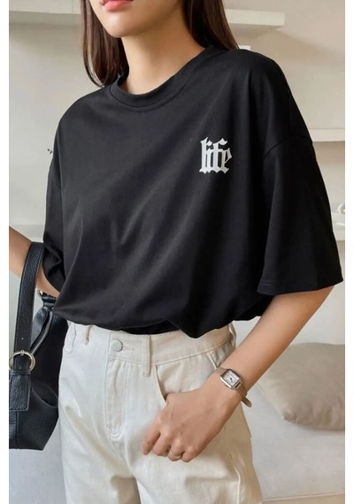 Unisex Life Baskılı T-shirt Siyah