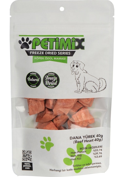 Petimix Freeze Dry Dana Yürek Barf Köpek Ödül Maması 40 G