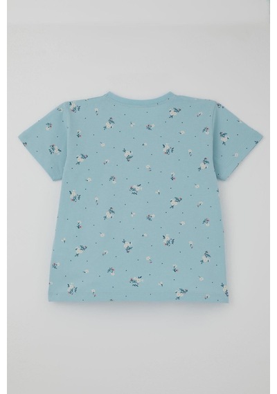 Breeze Kız Çocuk Şortlu Pijama Takımı Çiçek Desenli 4-8 Yaş, Açık Mavi