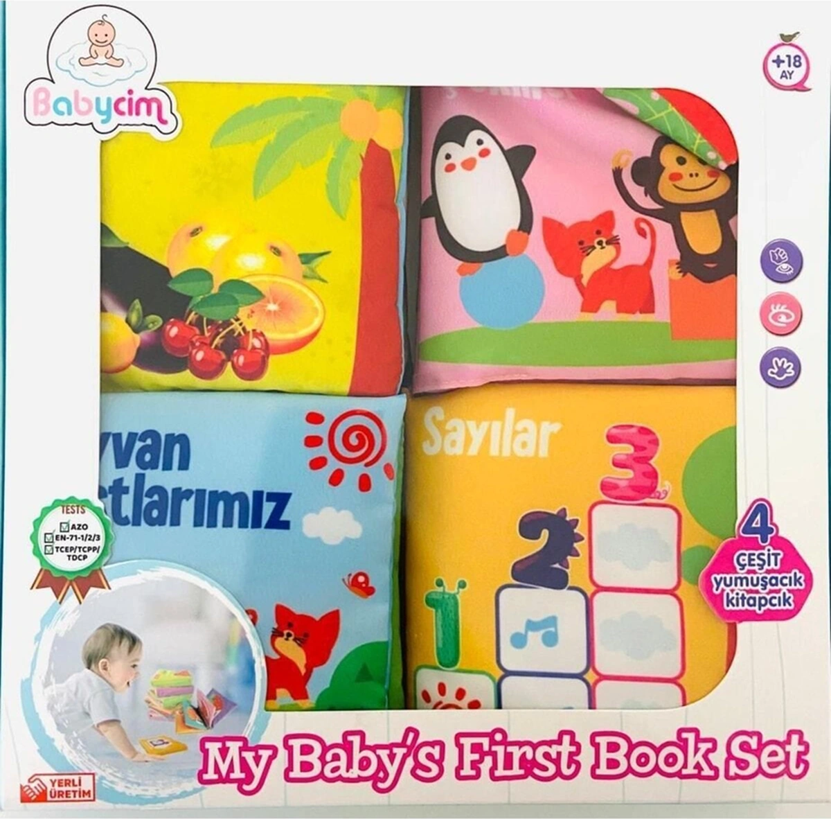 Bebeğimin Ilk Kitap Seti Hışırtılı Bez Kitap 4 Çeşit