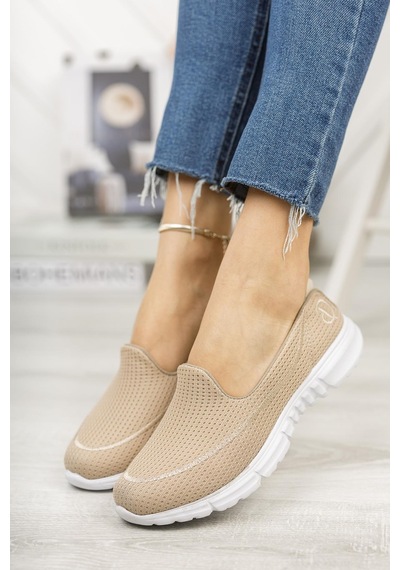 Nesilshoes Nesil Shoes Dvm 801 Bej Faylon Taban Kadın Yürüyüş Ayakkabısı
