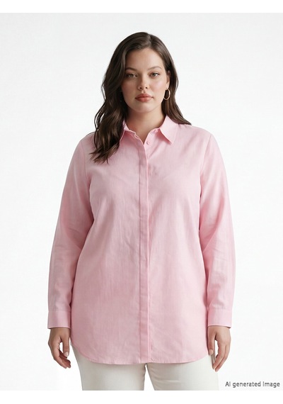 Lcw Modest Pembe Dokulu Kadın Gömlek Tunik