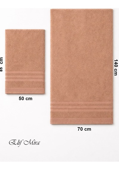2 Parça Banyo Havlusu Seti Pamuklu Sude 70x140 + 50x85 Cm Kiremit