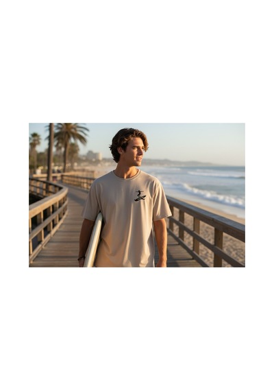 Urbantrendstore Unisex Minimal Sade Desen Basic Oversize Fit Rahat Geniş Salaş T-shirt Günlük Tişört Bej