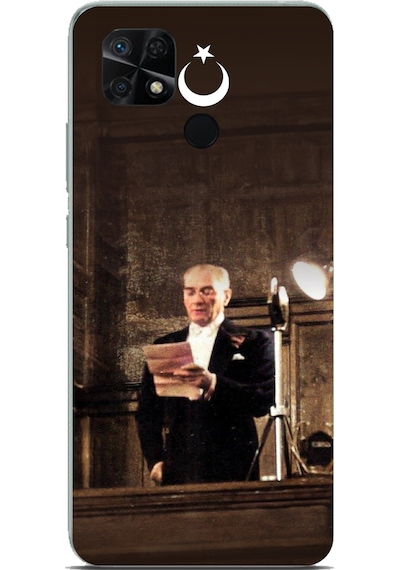 Redmi 10c - Poco C40 Uyumlu Atatürk İlk Meclis Konuşması Baskılı Silikon Kılıf Renkli