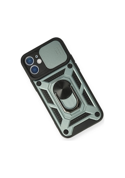 Apple Uyumlu iPhone 12 Mini Kılıf Pars Lens Yüzüklü Silikon Yeşil\