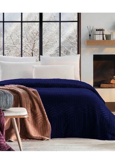 Özdilek Prestige Embos Çift Kişilik Battaniye 220x240 -lacivert Lacivert