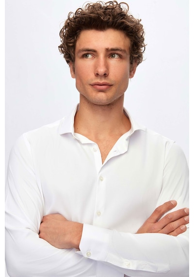 Twn Slim Fit Beyaz Düz Gömlek 5ef02ad10288m 801
