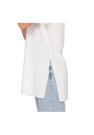 Kadın Oversize Basic Minimal Yazı Detaylı Bluz Ekru 27082 Ekru