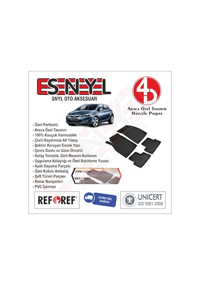 Opel Astra J Hb 2009-2015 Refref 4D Araca Özel Havuzlu Paspas