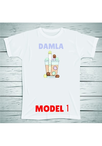 Penguen Karakterli Çocuklara Özel İsim Baskılı Tshirt , Micro Beyaz