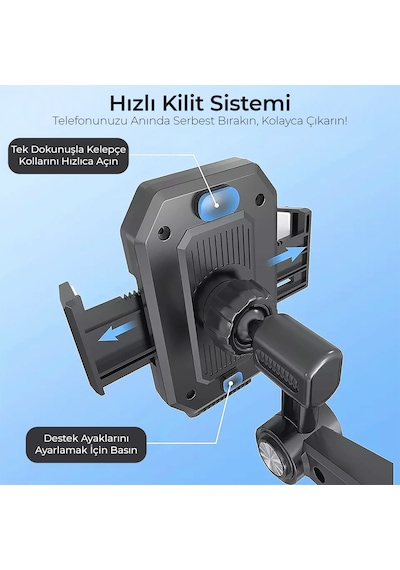 Kingma 360 Dönebilen Vakumlu Torpido Ve Cam İçin Araç Içi Telefon Tutucu -