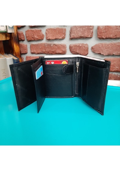 Gvnbag Hakiki Deri Erkek Bozuk Para Gözlü Siyah Cüzdan Gvn-0114 Siyah