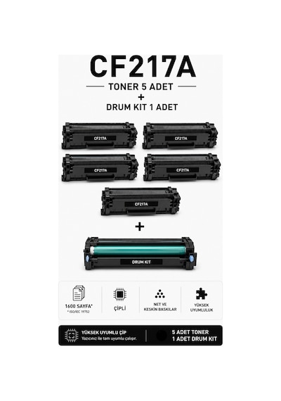 Cf217a Toner 5 Adet + Drum Kit 1 Adet