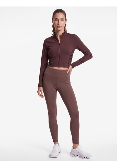 Koton Slim Fit İnterlok Büzgülü Dik Yaka Fermuarlı Uzun Kollu Spor Tişört Mürdüm 7wak10139nk 61x
