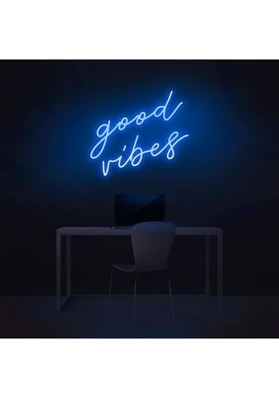 Good Vibes Yazılı Neon Tabela Mavi