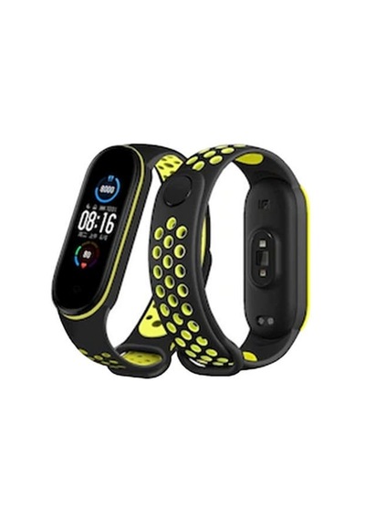 Newface Xiaomi Mi Band 7 Spor Delikli Kordon - Siyah-yeşil
