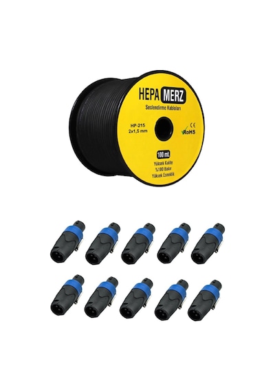 Hepa Merz Connection Paket-13 Hoparlör Kablosu Speakon Konnektör 