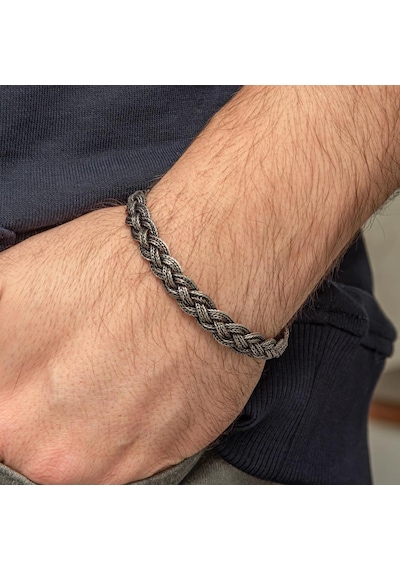 Saç Örgüsü Hasır 925 Gümüş Bileklik Künye