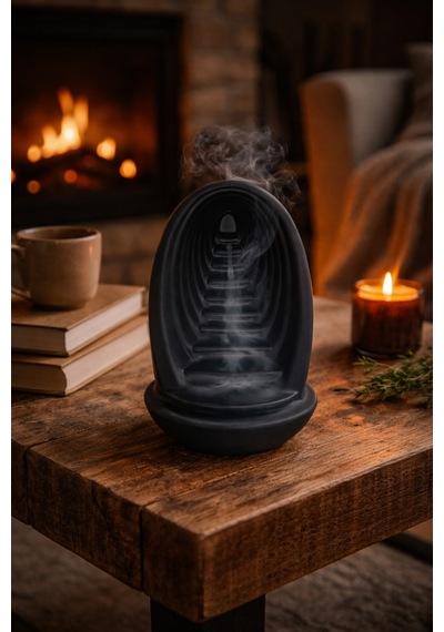 El Yapımı Alçı Tütsü Şelalesi Tutucu Backflow Tütsülük Meditasyon Zen Dekor