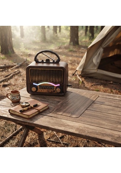 Özel Üretim Solar Nostalji Müzik Kutusu Şarjlı Fm Radyo Bluetooth Özellikli Retro Tasarımlı