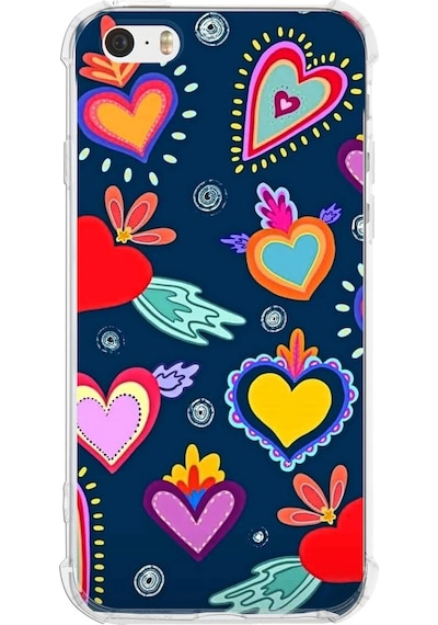 Apple Uyumlu iPhone 5 Retro Color 3 Baskılı Şeffaf Köşe Korumalı Antişok Kılıf