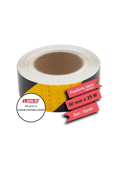 Carub Fosfor Bant Petekli Çapraz 5x25m Sarı- Siyah