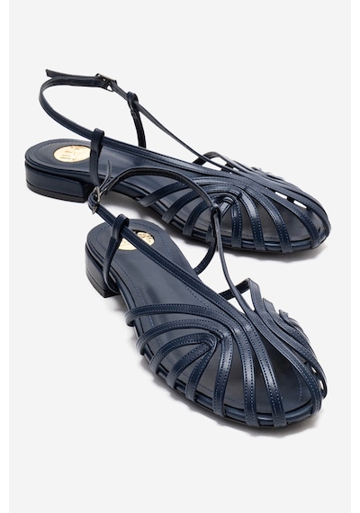 Luvishoes Lıss Lacivert Cilt Kadın Sandalet Lacivert