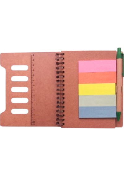 A6 Boy 80 Yaprak Çizgili Sert Kapak Postijli Kalemli Not Defteri 12x15 Cm Saman