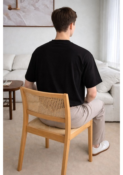 Tarz Cool Erkek Cepli Basic Tişört Oversize Modern Kesim Günlük Şık Stil Siyah