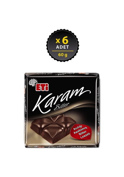 Eti Karam %45 Kakaolu Bitter Çikolata 6 x 60 G