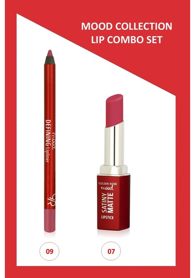 Mood Lip Combo Set - Defining Dudak Kalemi No:09 - Satiny Matte Ruj No:07 0