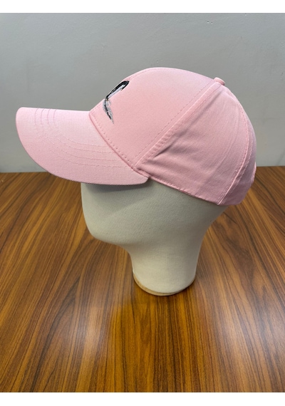Penguen Nakışlı Gabardin Kumaş Unisex Cap Şapka Pembe