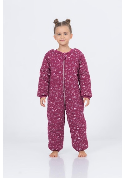 Cantoy Kız Erkek Çocuk Kalın Elyaf Dolgulu Premium Kalite 2.5 Tog Desenli Uyku Tulumu Mürdüm