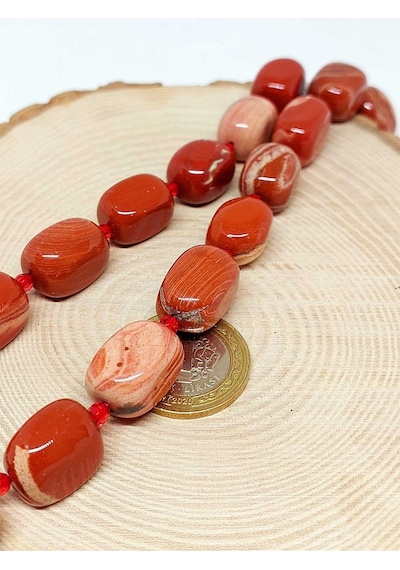 Yasam Tohumu Jasper Taşı Şekilli Kolye 39825 Pembe