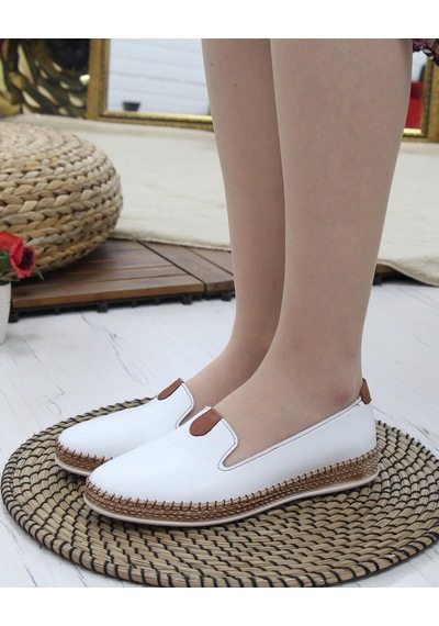 Nesil Shoes Syg P01 Beyaz Hakiki Deri Kadın Ayakkabı-beyaz Beyaz