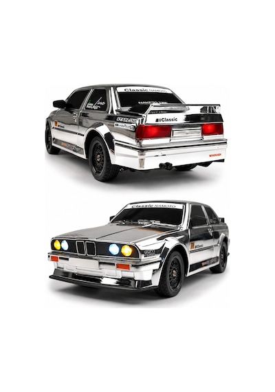 1/16 4wd 50 Km Hızlı E30 Rc Drift Uzaktan Kumandalı Yedek Lastikli Oyuncak Drift Araba Gri